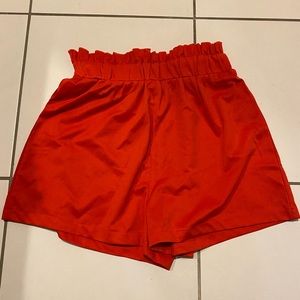 Red high waisted shorts